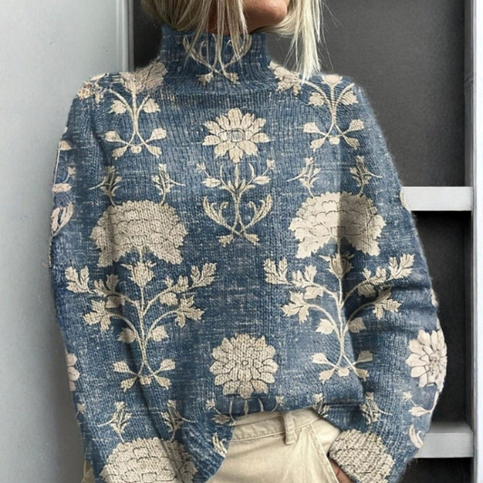 Maglione Donna a Collo Alto con Vestibilità Comoda e Polsini a Costine – Stile Essenziale