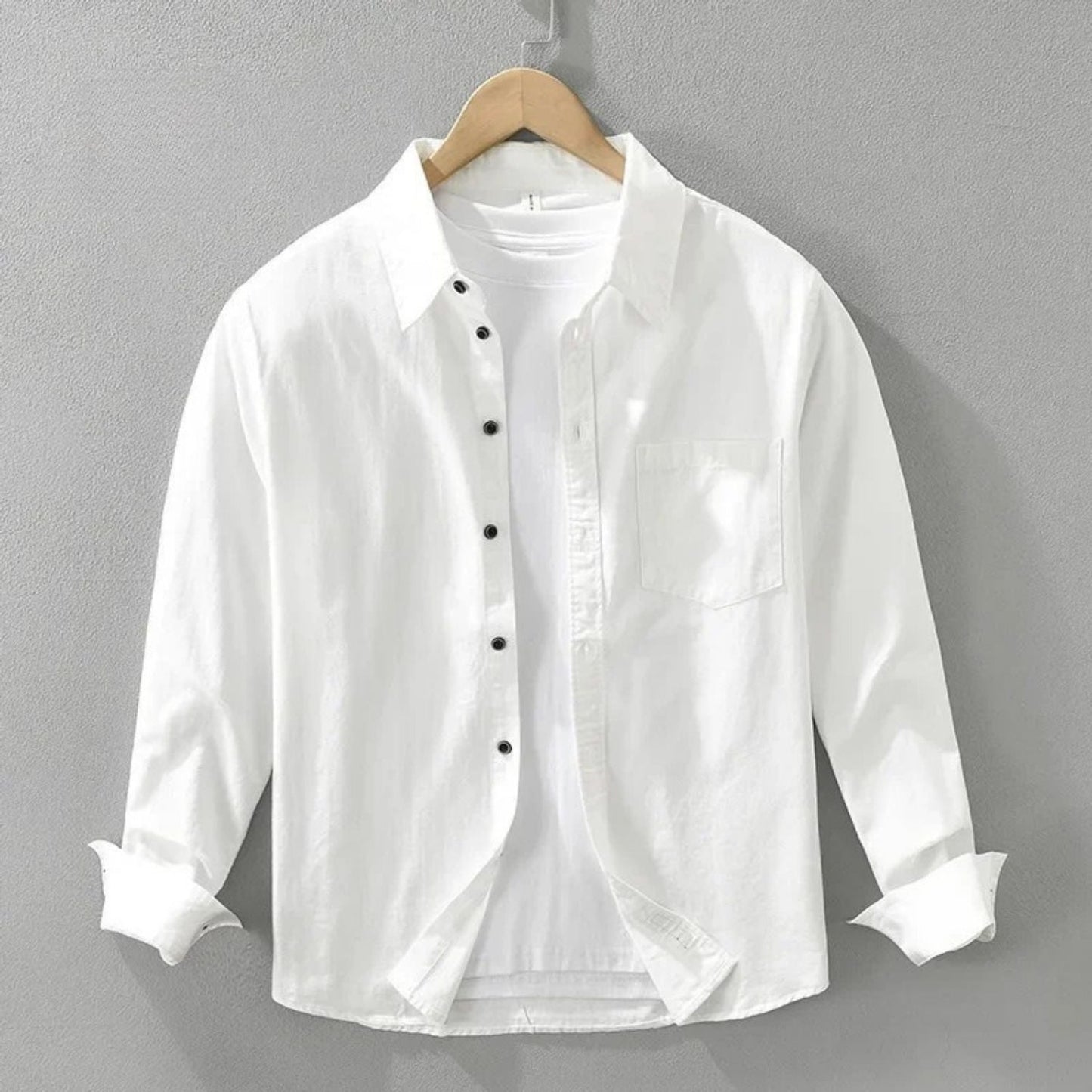 Camicia Uomo a Maniche Lunghe con Bottoni e Colletto Classico – Vestibilità Comoda Casual