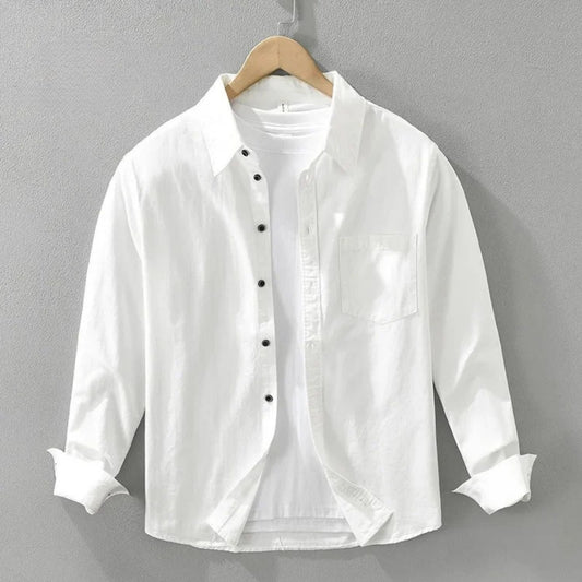 Men's Long Sleeve Shirt with Buttons and Classic Collar – Comfortable Casual Fit