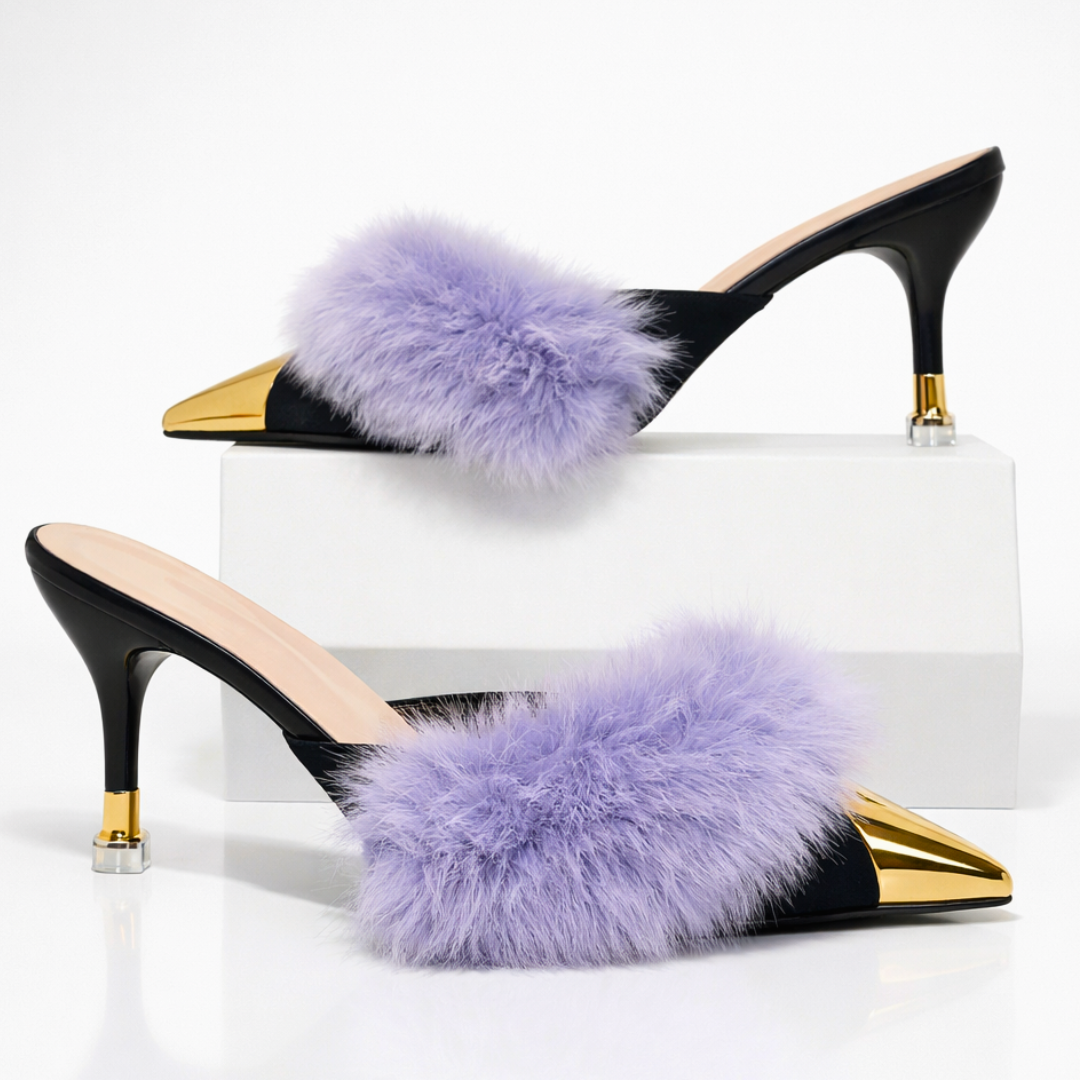 Mule Donna con Tacco, Punta Affusolata e Finitura a Specchio – Stile Elegante