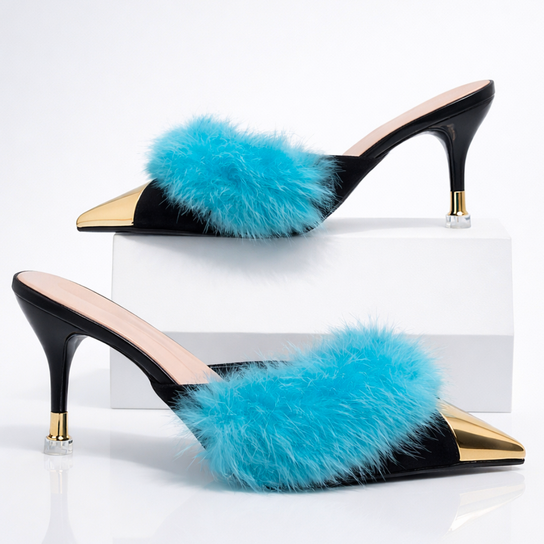 Mule Donna con Tacco, Punta Affusolata e Finitura a Specchio – Stile Elegante