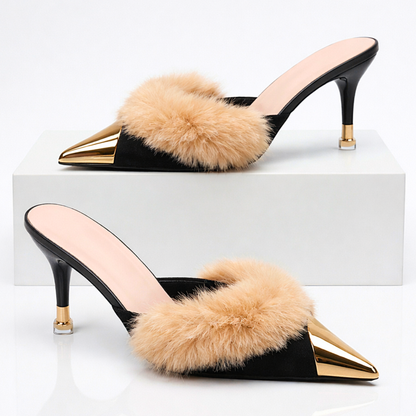 Mule Donna con Tacco, Punta Affusolata e Finitura a Specchio – Stile Elegante