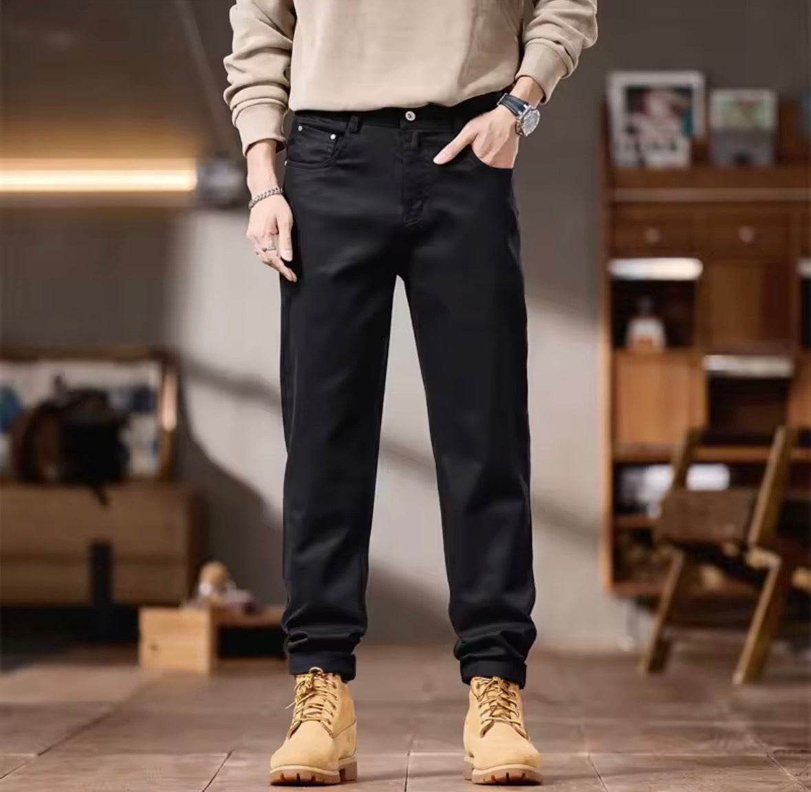Pantaloni Chino da Uomo a Gamba Stretta in Tessuto Leggero
