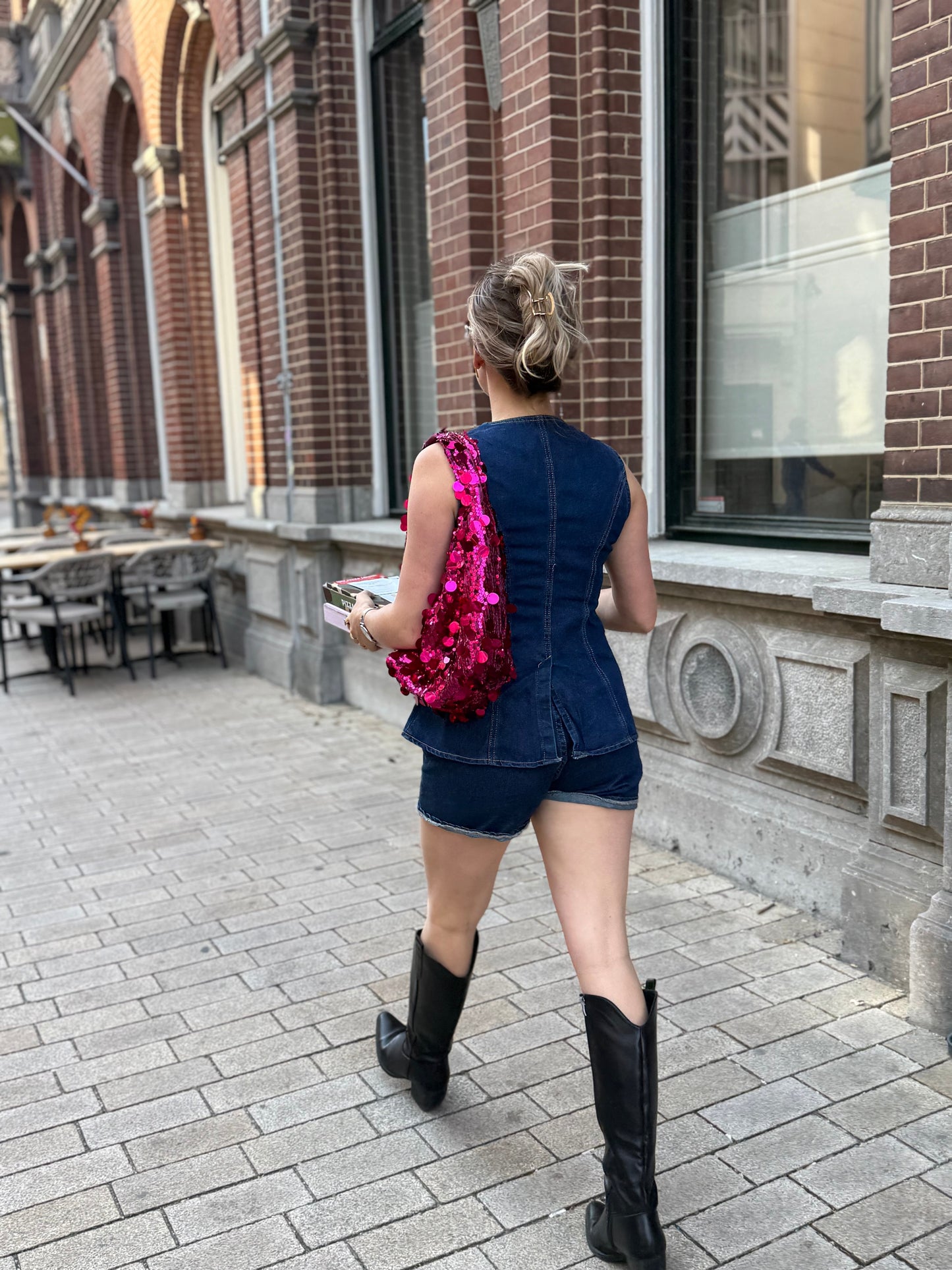 Women's Summer Two-Piece Denim Style Sleeveless Vest Set