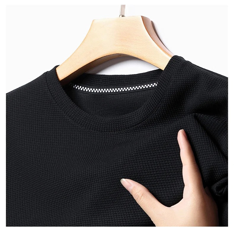 Herre T-shirt med Rund Hals, Bikagemønster og Netstruktur