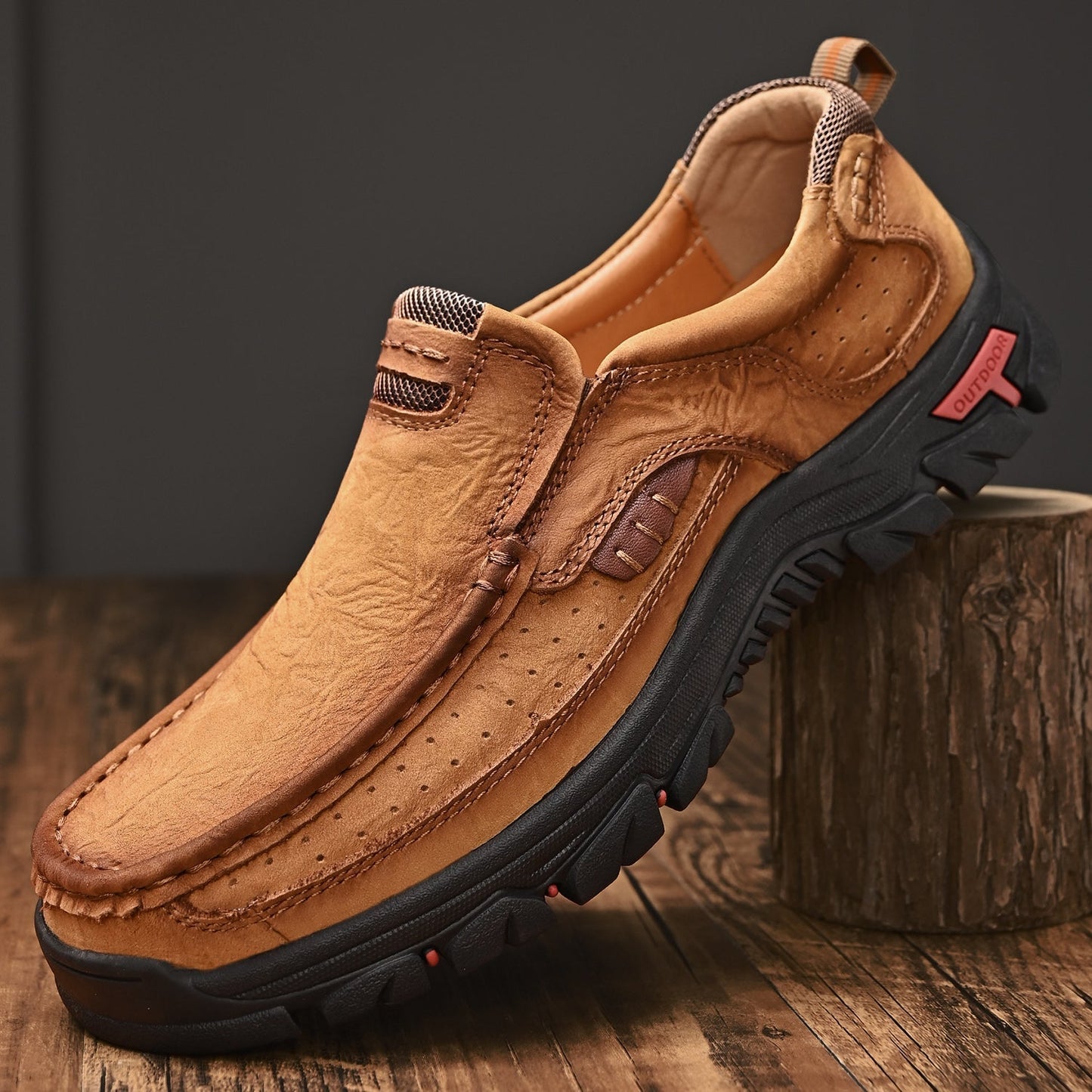 Scarpe Uomo Slip-On Effetto Pelle con Suola Antiscivolo e Soletta Ammortizzata