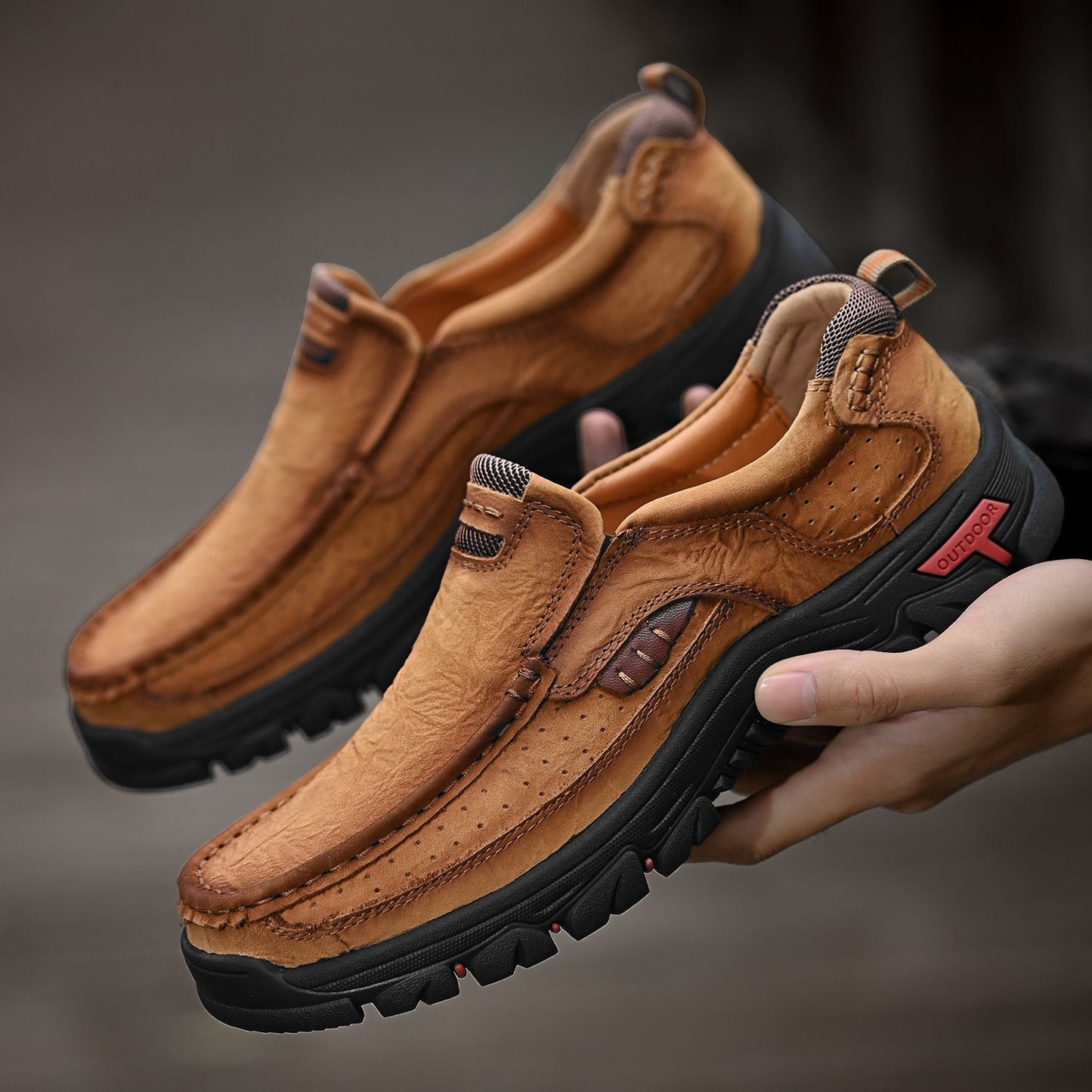 Scarpe Uomo Slip-On Effetto Pelle con Suola Antiscivolo e Soletta Ammortizzata