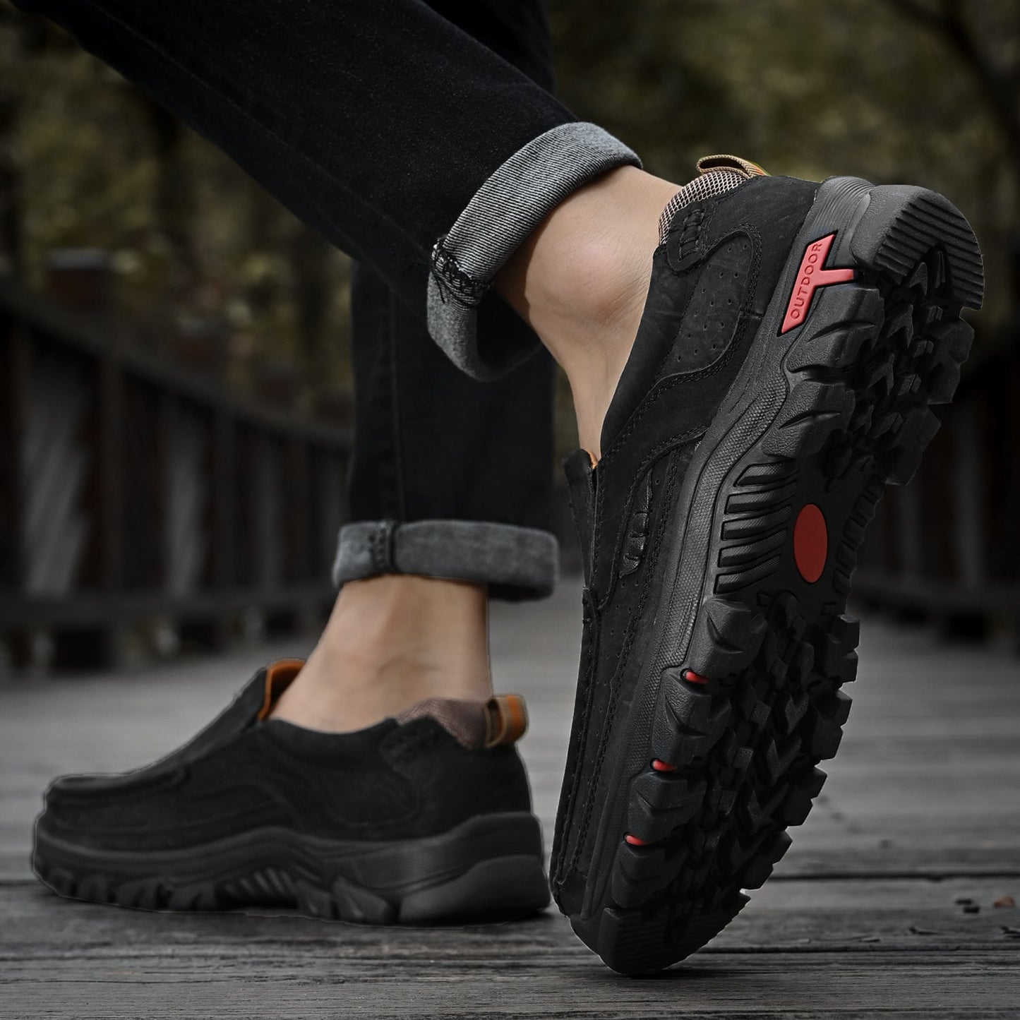 Scarpe Uomo Slip-On Effetto Pelle con Suola Antiscivolo e Soletta Ammortizzata