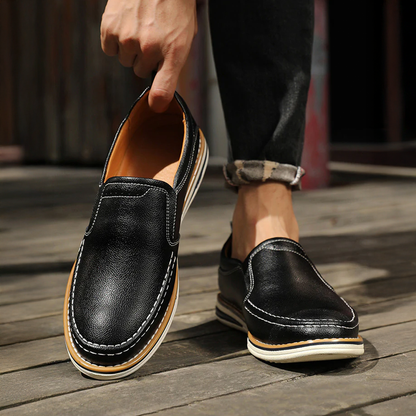 Mocassini Uomo Senza Lacci Cuciti a Mano con Pannelli Elastici e Suola Flessibile – Stile Comfort Quotidiano