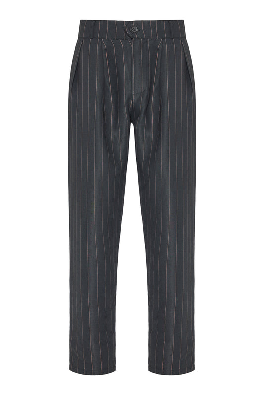Men's Pants Comfortable Fit Mid-Rise Anthracite Stripes