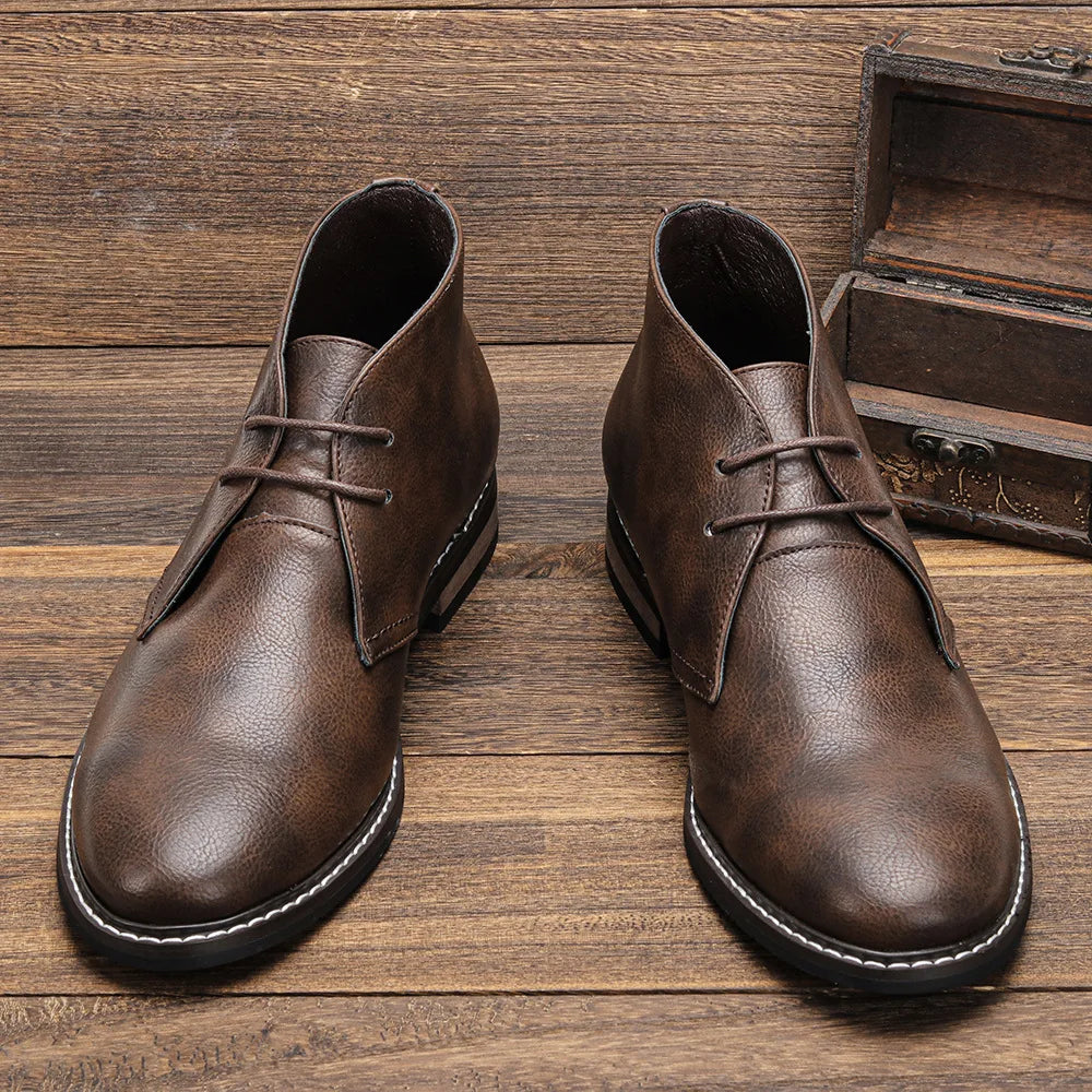 Men's Hand-Sewn Chukka Boots with Padded Insole and Rubber Sole