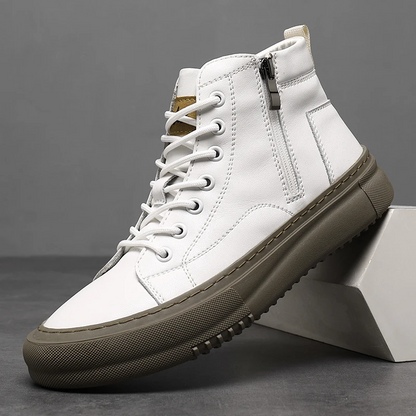 Men's High Sneakers Autumn Winter with Laces, Side Zip, and Memory Foam – Winter Style
