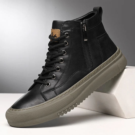 Men's High Sneakers Autumn Winter with Laces, Side Zip, and Memory Foam – Winter Style