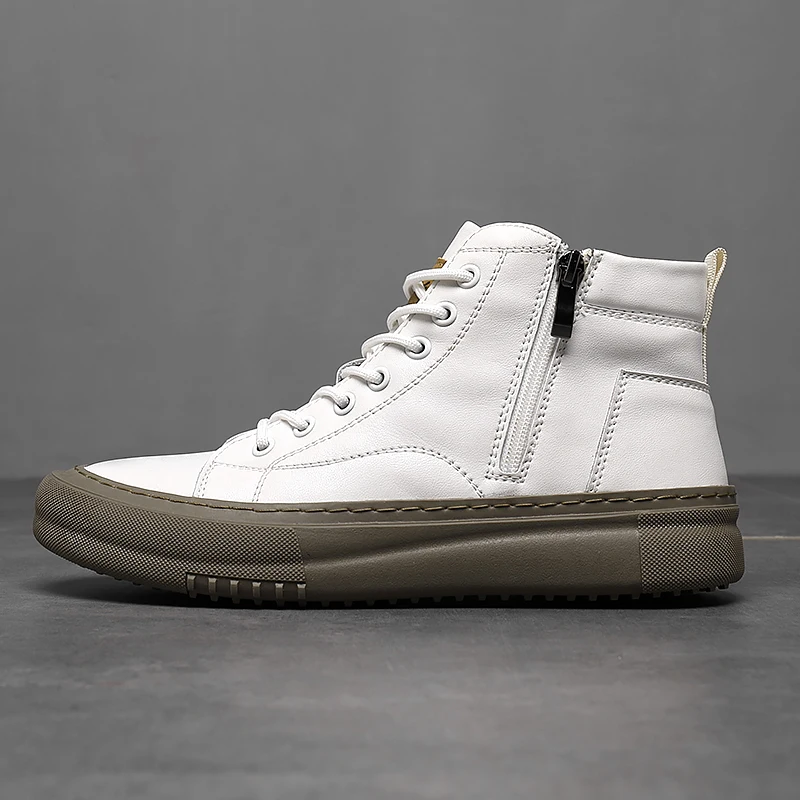 Men's High Sneakers Autumn Winter with Laces, Side Zip, and Memory Foam – Winter Style