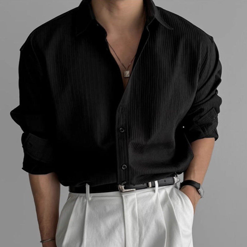 Camisa de Hombre con Pliegues Diseño Minimalista
