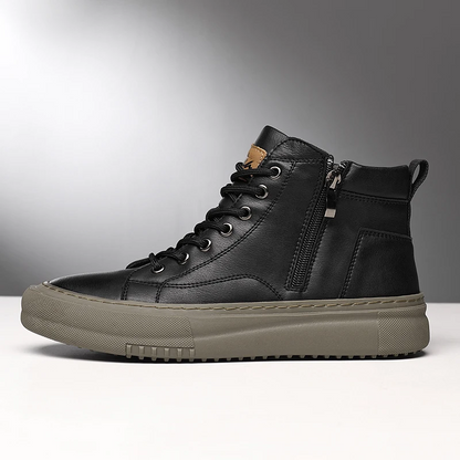Men's High Sneakers Autumn Winter with Laces, Side Zip, and Memory Foam – Winter Style