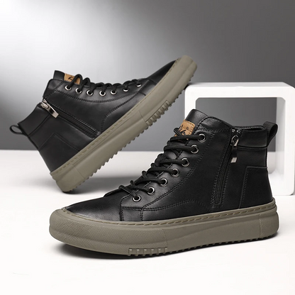 Men's High Sneakers Autumn Winter with Laces, Side Zip, and Memory Foam – Winter Style