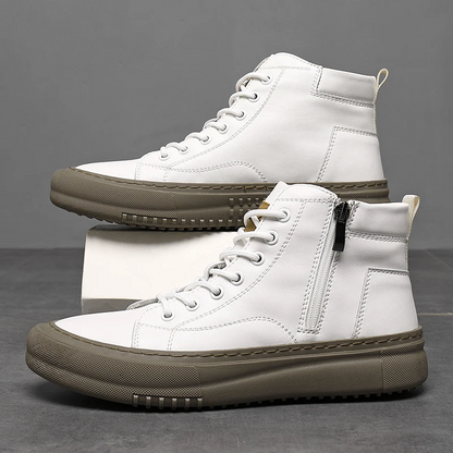 Men's High Sneakers Autumn Winter with Laces, Side Zip, and Memory Foam – Winter Style