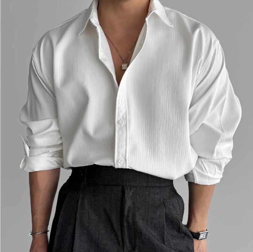 Camisa de Hombre con Pliegues Diseño Minimalista