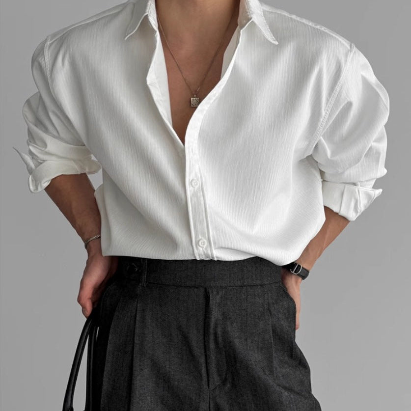 Camisa de Hombre con Pliegues Diseño Minimalista