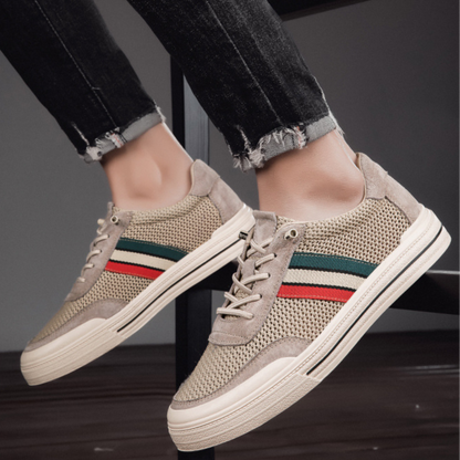 Men's Retro Sneakers with Breathable Mesh Upper and Slip-On Design