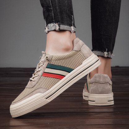 Men's Retro Sneakers with Breathable Mesh Upper and Slip-On Design