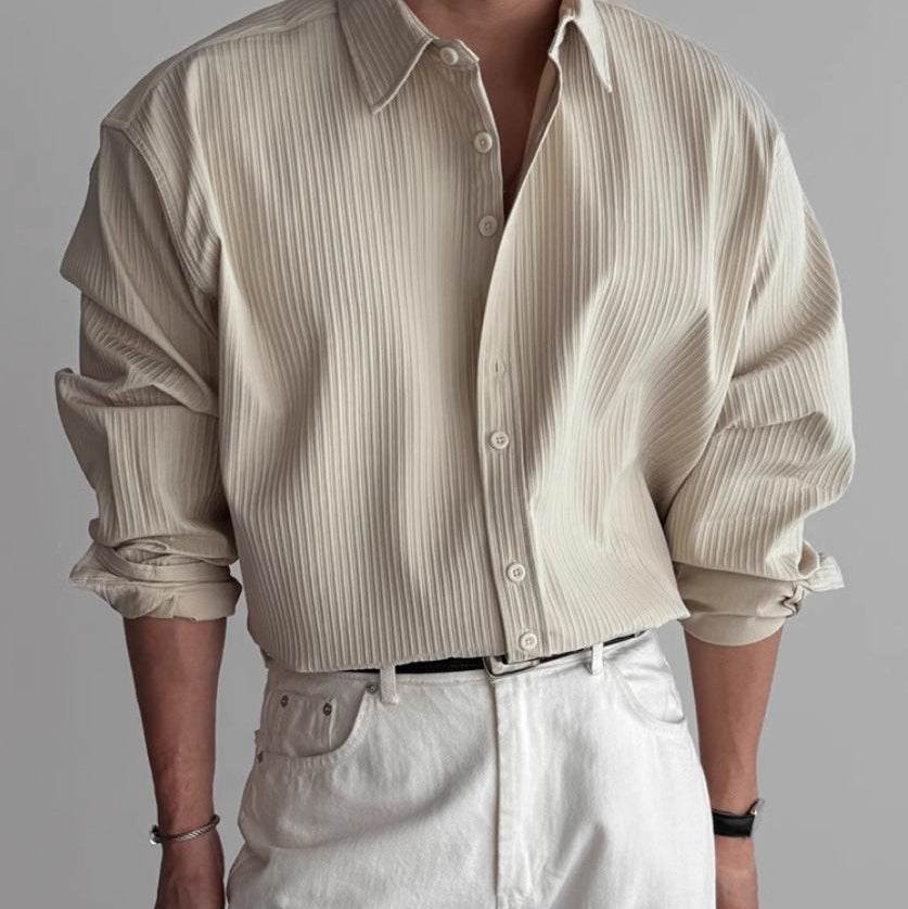 Camisa de Hombre con Pliegues Diseño Minimalista