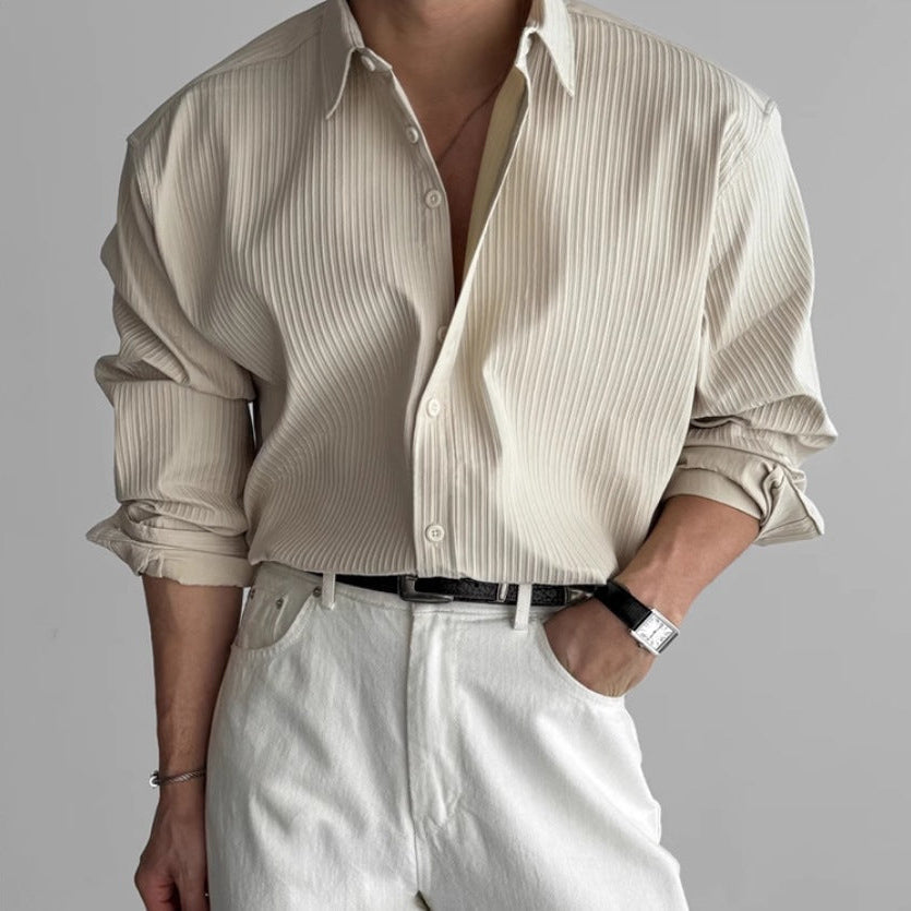 Camisa de Hombre con Pliegues Diseño Minimalista
