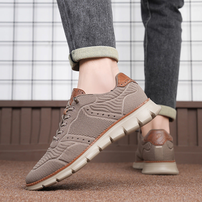 Zapatillas de hombre de tejido de malla y cuero sintético para senderismo
