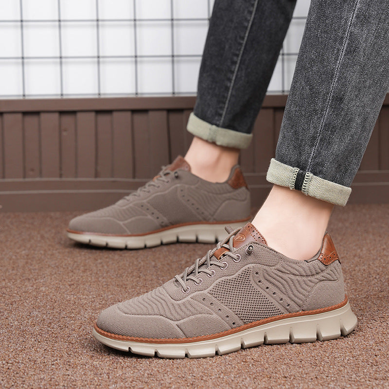 Zapatillas de hombre de tejido de malla y cuero sintético para senderismo