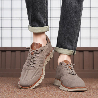 Zapatillas de hombre de tejido de malla y cuero sintético para senderismo