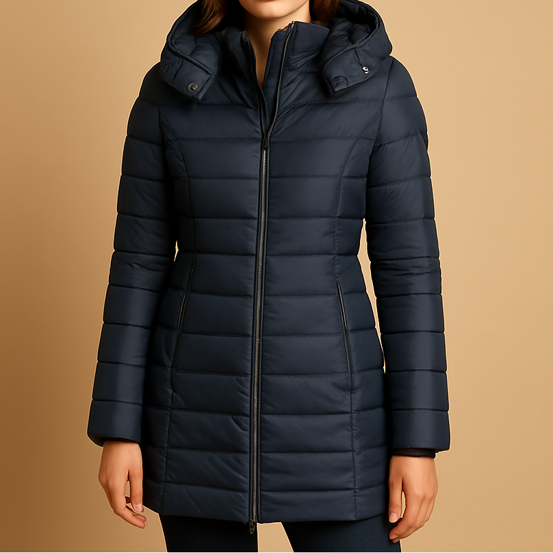 Lightweight Women's Winter Puffer Jacket with Water-Repellent Shell and Removable Hood