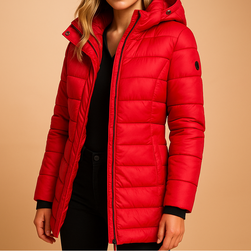 Lightweight Women's Winter Puffer Jacket with Water-Repellent Shell and Removable Hood