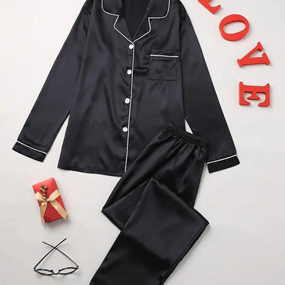 Women's Long-Sleeve Pajamas, Button-Up Shirt and Pants