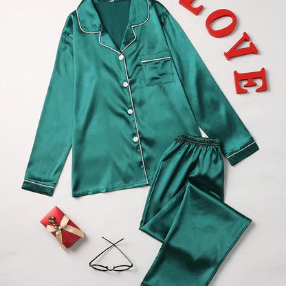 Women's Long-Sleeve Pajamas, Button-Up Shirt and Pants