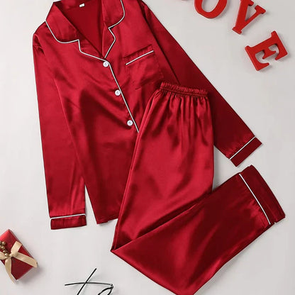 Women's Long-Sleeve Pajamas, Button-Up Shirt and Pants