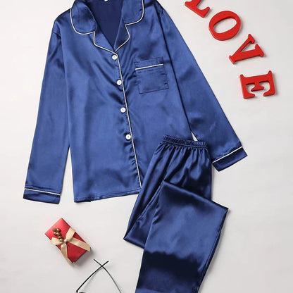 Women's Long-Sleeve Pajamas, Button-Up Shirt and Pants
