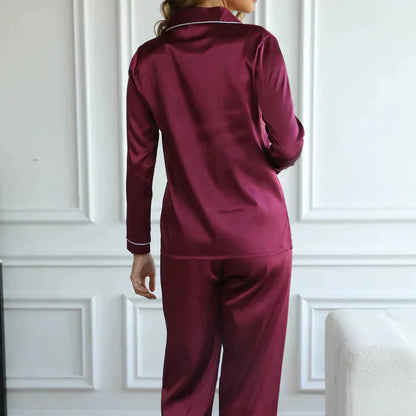 Women's Long-Sleeve Pajamas, Button-Up Shirt and Pants