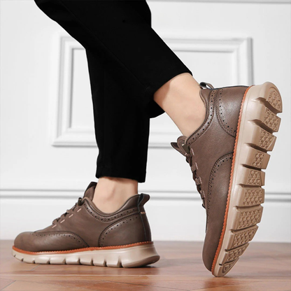 Herresko Oxford med snørebånd og indlægssål i memory foam – formelle med læderlook
