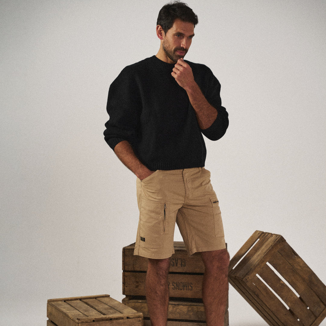 Herre cargo bermudashorts med skræddersyet pasform og lynlåslommer