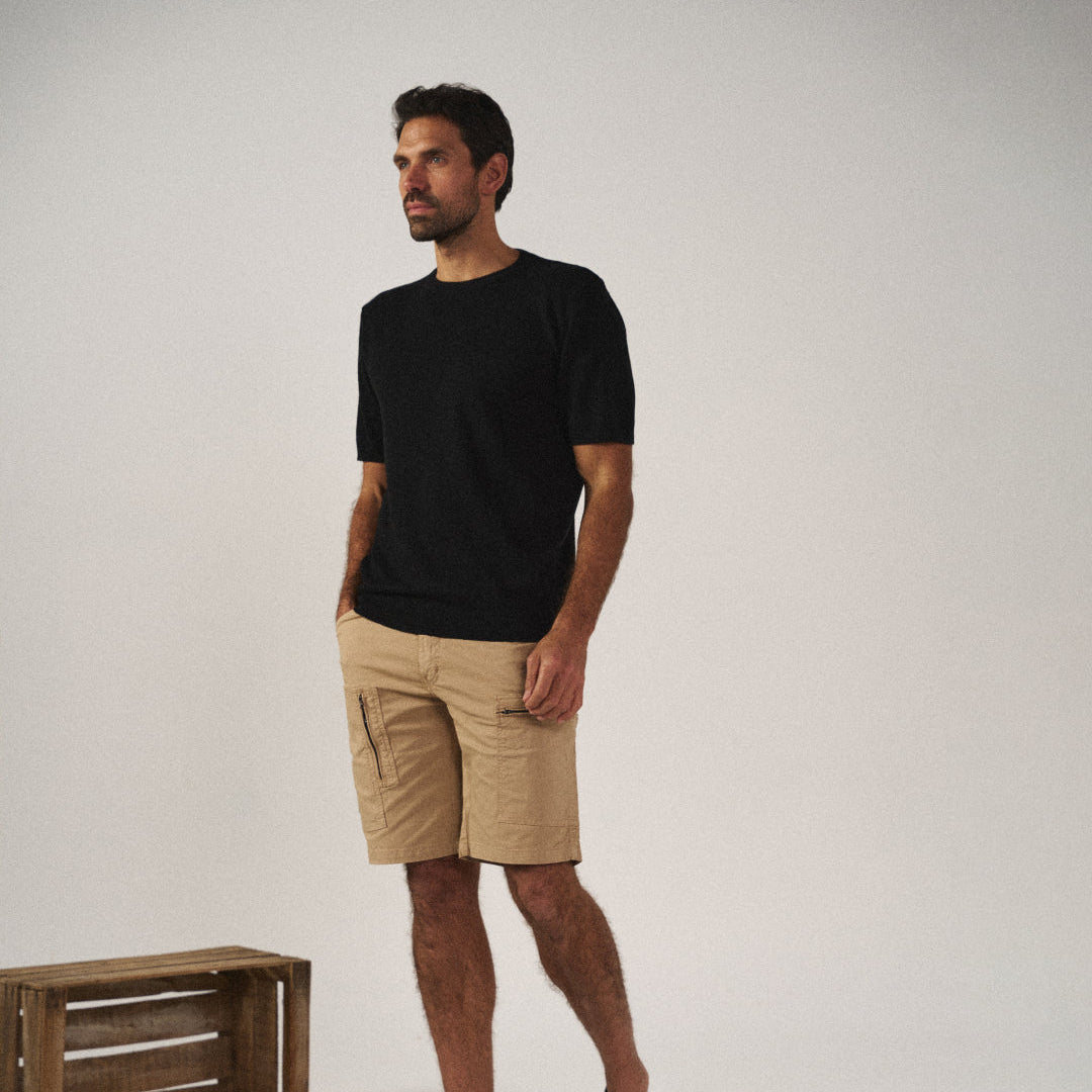 Herre cargo bermudashorts med skræddersyet pasform og lynlåslommer