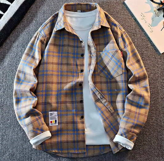 Men's Flannel Shirt with Checkered Pattern Lightweight Fit