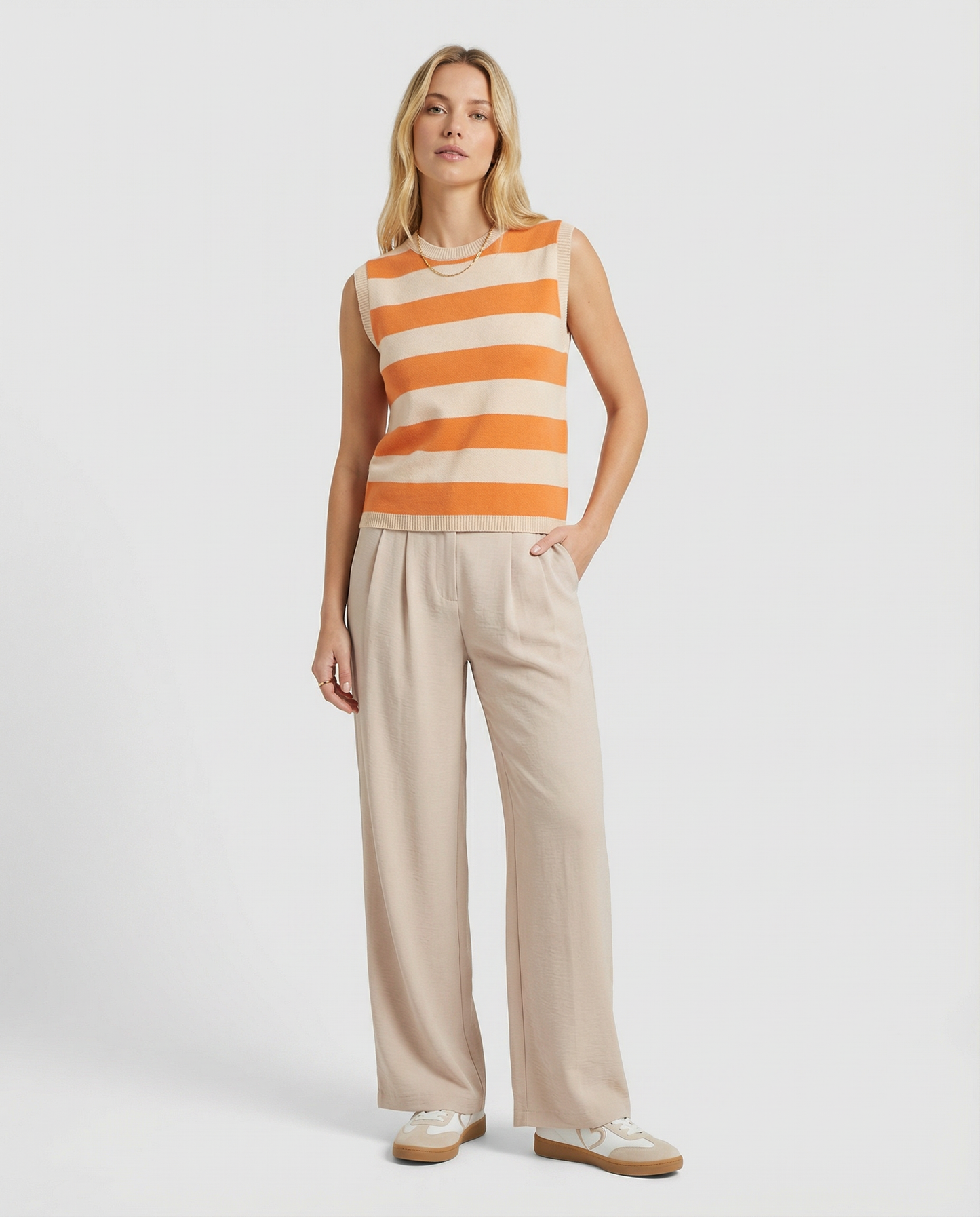 Pantaloni Donna Maxi a Gamba Larga con Vita Alta e Tasche Laterali