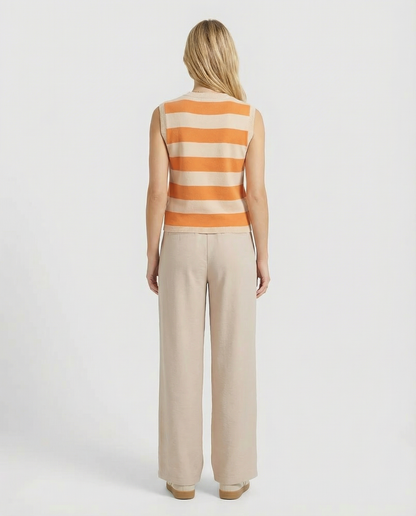 Pantaloni Donna Maxi a Gamba Larga con Vita Alta e Tasche Laterali