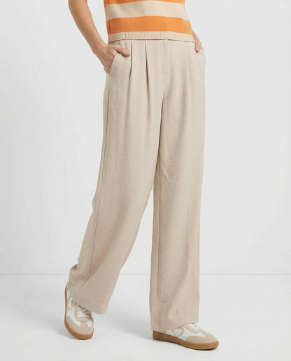 Pantaloni Donna Maxi a Gamba Larga con Vita Alta e Tasche Laterali