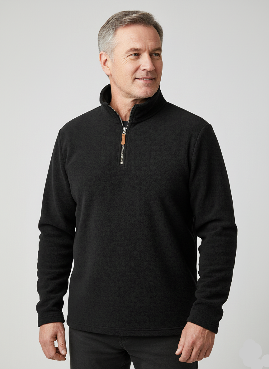 Maglia Uomo con Mezza Zip, Collo Alto e Maniche Lunghe – Comfort Quotidiano Versatile
