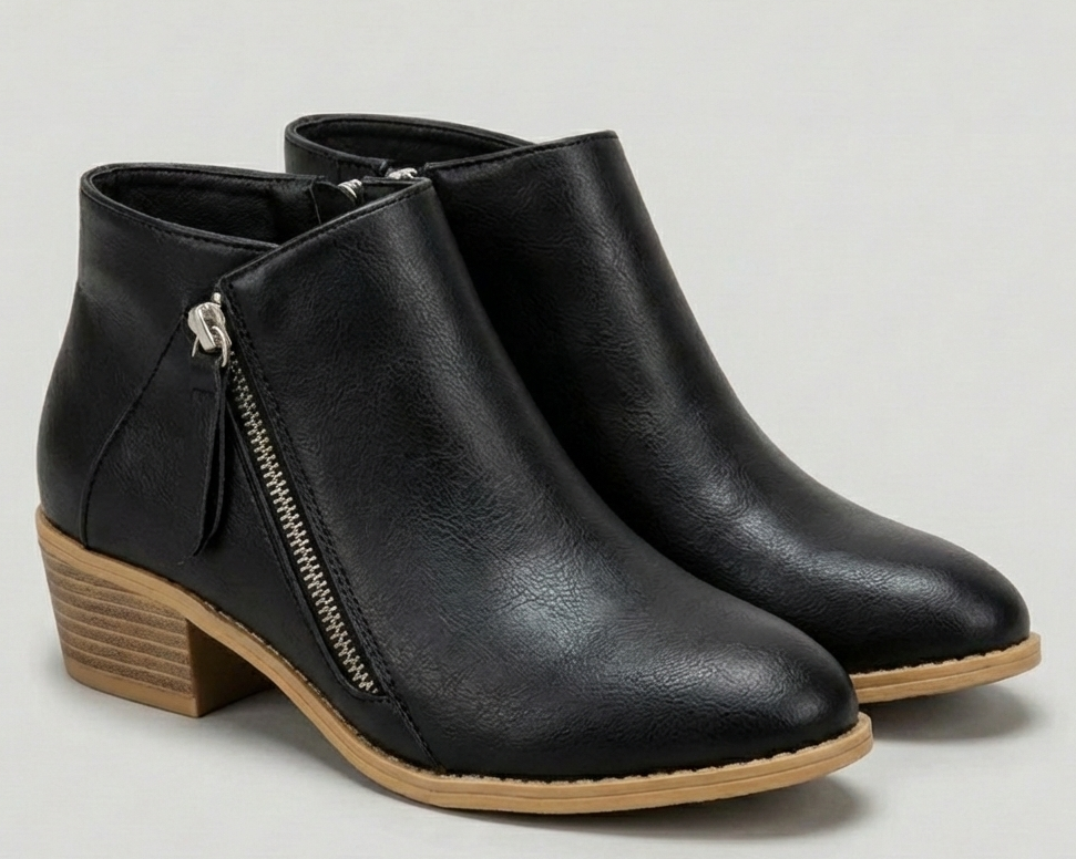 Women's Ankle Boots with Arch Support and Side Zipper