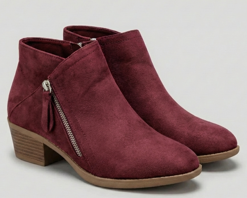 Women's Ankle Boots with Arch Support and Side Zipper