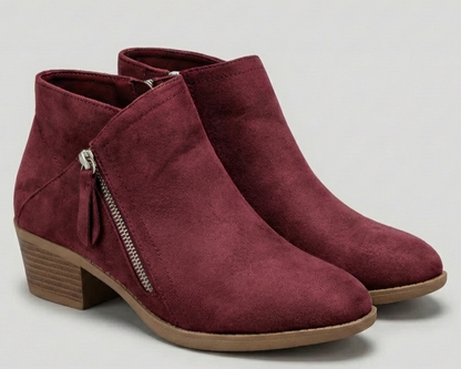 Women's Ankle Boots with Arch Support and Side Zipper