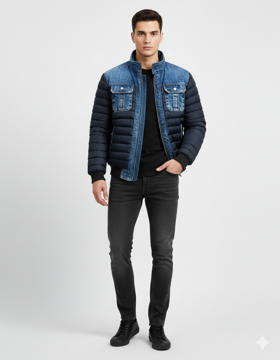 Giacca Uomo Autunnale Ibrida Trapuntata – Vestibilità Sartoriale e Design Moderno
